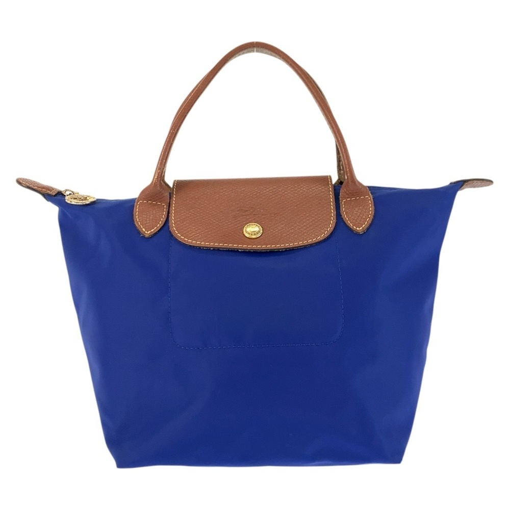 Longchamp Le Pliage Tote Bag/Handbag for Women, Blue/Brown with Gold Hardware...